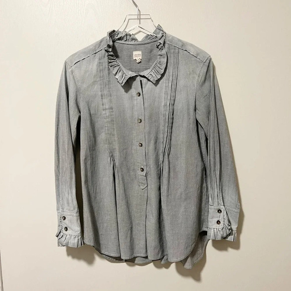 LA VIE Striped Top Ruffle Trim - Picture 4 of 9